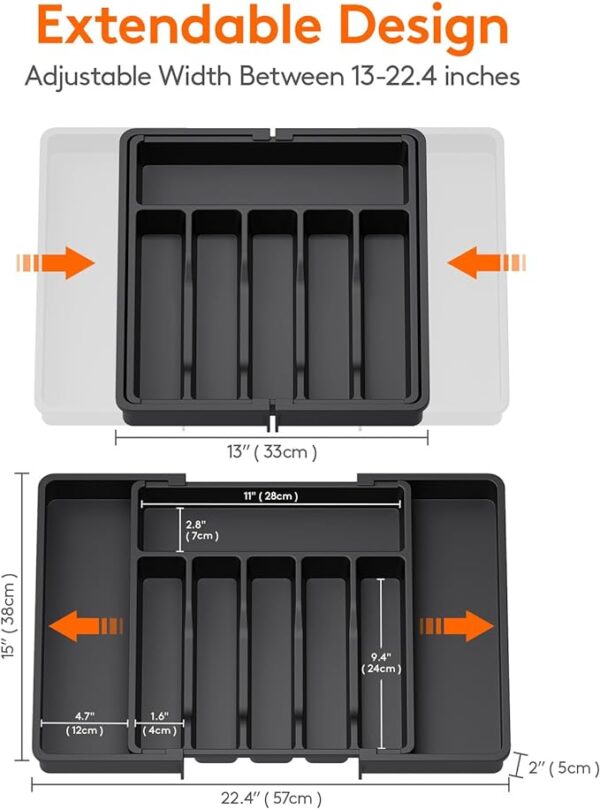 Cutlery Drawer Organiser, Expandable Utensil Tray for Kitchen - Image 3