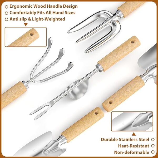 Garden Tools Set, 9 Pieces Gardening Hand Tool Gift Kit - Image 3